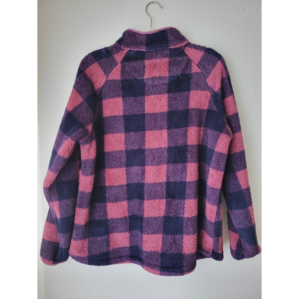 Simply Southern Women's Large Buffalo Plaid Sherpa Pullover Quilted Snap Fleece - Picture 5 of 9